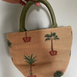 Palm Tree Embroidered Mini Tote Bag